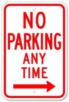 No Parking Any Time - Right Arrow