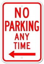 No Parking Any Time - Left Arrow