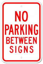No Parking Between Signs