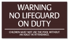 Minnesota No Lifeguard On Duty Warning Sign