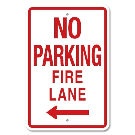 No Parking Fire Lane - Left Arrow