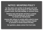 'Notice: Weapons Policy' Sign - FL Compliant - Acrylic Version