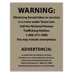 Texas Code - Human Trafficking Notice - Acrylic Material